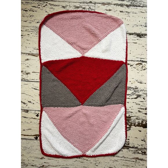 Crochet Quilt Bundle Handmade Pink Red Blue White Multicolored Throw Blankets - Picture 7 of 7